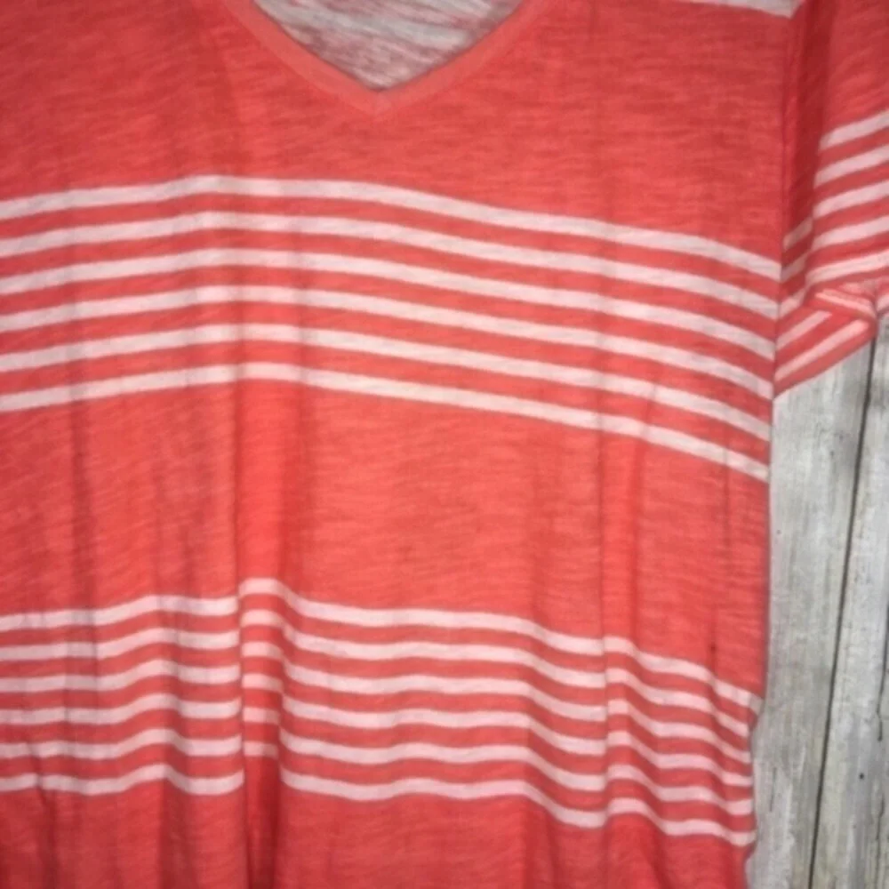 Lane Bryant Orange Striped Tee - Picture 2 of 5